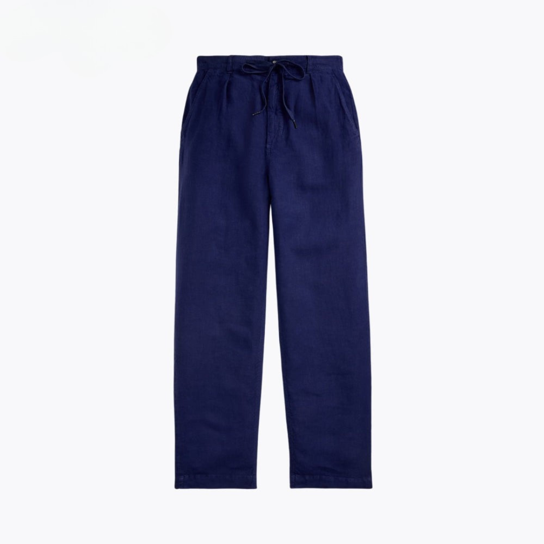 Lateef Relaxed Fit Pleated Linen Trousers