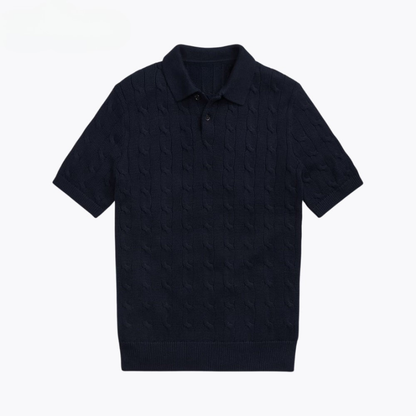 Cable-Knit Cotton Polo-Collar Jumper