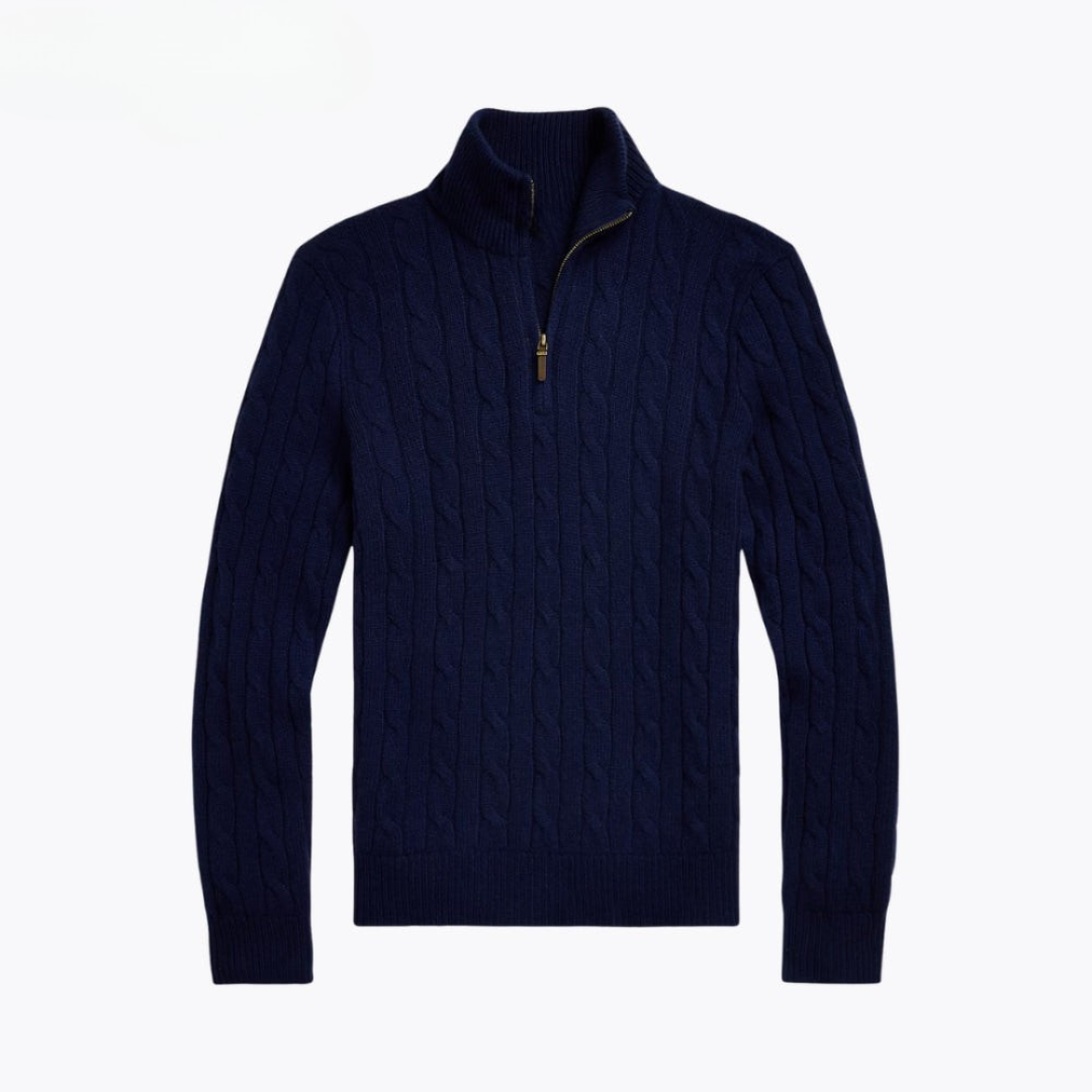 Cable-Knit Cashmere Quarter-Zip Jumper