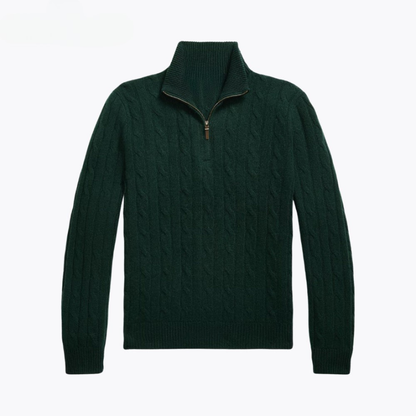 Cable-Knit Cashmere Quarter-Zip Jumper