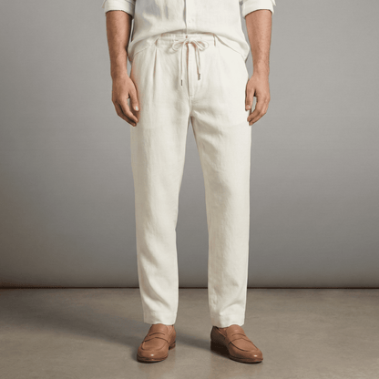 Lateef Relaxed Fit Pleated Linen Trousers